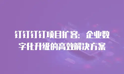 钉钉钉钉项目扩容：企业数字化升级的高效解决方案