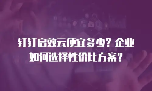 钉钉启效云便宜多少？企业如何选择性价比方案？