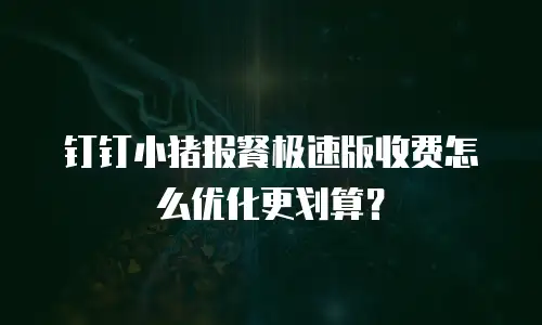 钉钉小猪报餐极速版收费怎么优化更划算？