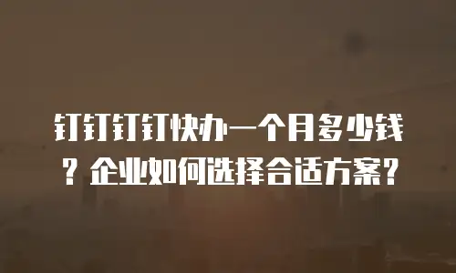钉钉钉钉快办一个月多少钱？企业如何选择合适方案？