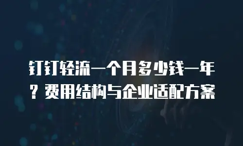 钉钉轻流一个月多少钱一年？费用结构与企业适配方案