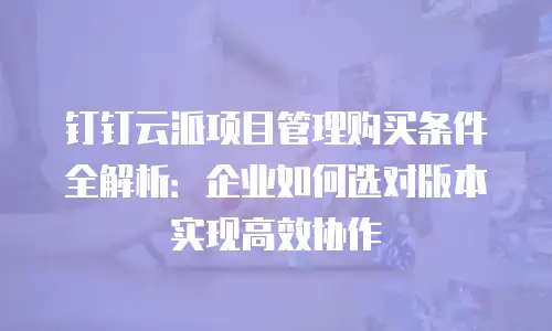 钉钉云派项目管理购买条件全解析：企业如何选对版本实现高效协作