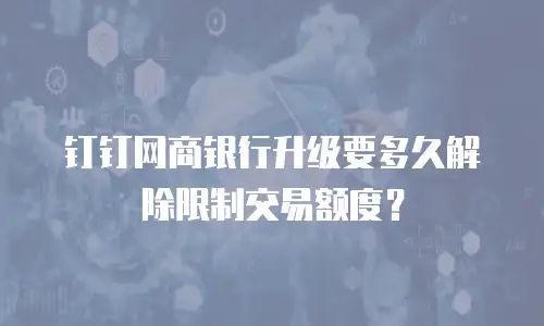 钉钉网商银行升级要多久解除限制交易额度？