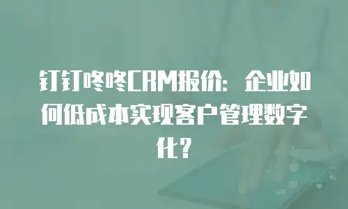 钉钉咚咚CRM报价：企业如何低成本实现客户管理数字化？