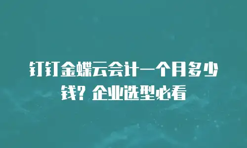 钉钉金蝶云会计一个月多少钱？企业选型必看