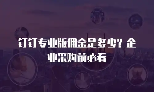 钉钉专业版佣金是多少？企业采购前必看
