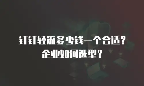 钉钉轻流多少钱一个合适？企业如何选型？