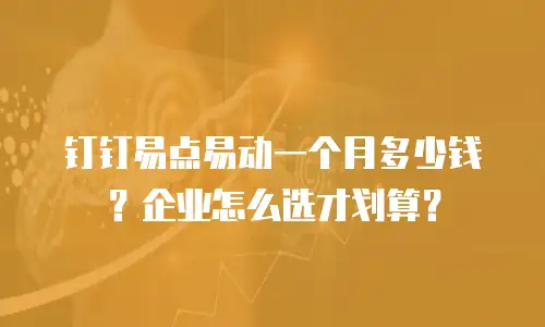 钉钉易点易动一个月多少钱？企业怎么选才划算？