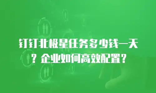 钉钉北极星任务多少钱一天？企业如何高效配置？