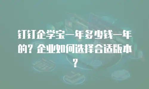 钉钉企学宝一年多少钱一年的？企业如何选择合适版本？