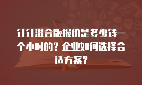 钉钉混合版报价是多少钱一个小时的？企业如何选择合适方案？