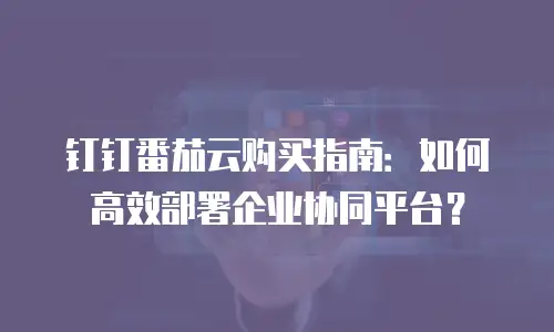 钉钉番茄云购买指南：如何高效部署企业协同平台？