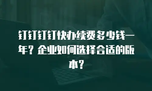 钉钉钉钉快办续费多少钱一年？企业如何选择合适的版本？