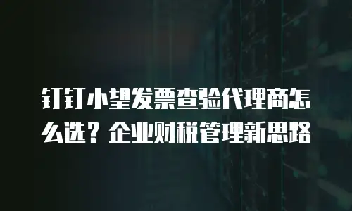 钉钉小望发票查验代理商怎么选？企业财税管理新思路