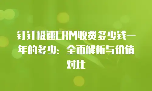 钉钉极速CRM收费多少钱一年的多少：全面解析与价值对比