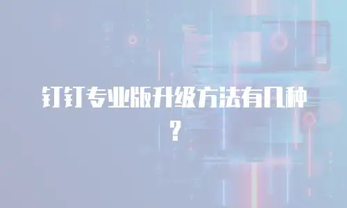 钉钉专业版升级方法有几种？