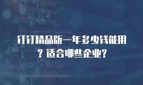 钉钉精品版一年多少钱能用？适合哪些企业？