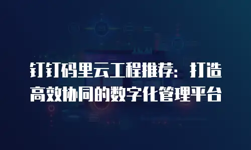 钉钉码里云工程推荐：打造高效协同的数字化管理平台