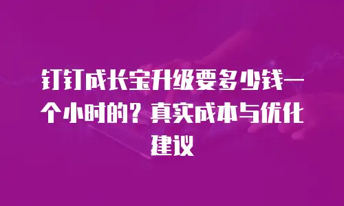 钉钉成长宝升级要多少钱一个小时的？真实成本与优化建议