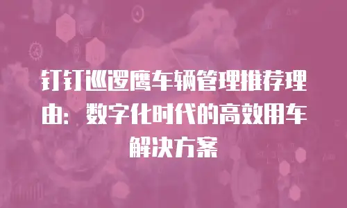 钉钉巡逻鹰车辆管理推荐理由：数字化时代的高效用车解决方案