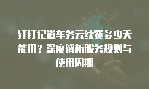 钉钉记道车务云续费多少天能用？深度解析服务规则与使用周期