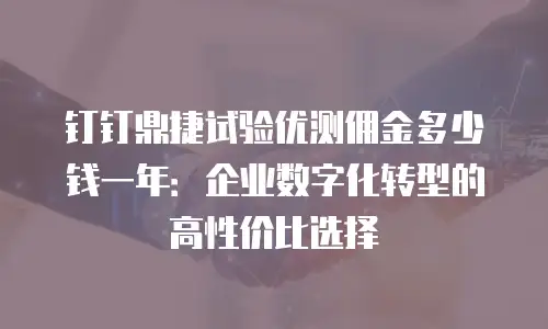 钉钉鼎捷试验优测佣金多少钱一年：企业数字化转型的高性价比选择