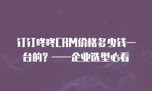 钉钉咚咚CRM价格多少钱一台的？&mdash;&mdash;企业选型必看