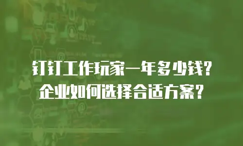 钉钉工作玩家一年多少钱？企业如何选择合适方案？
