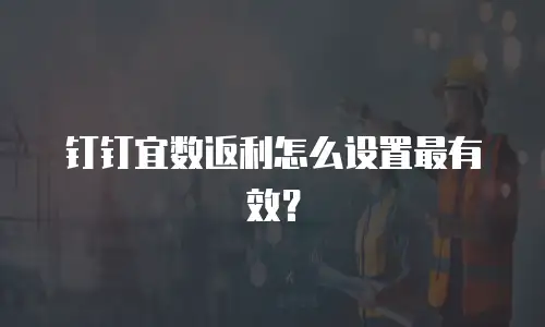 钉钉宜数返利怎么设置最有效？