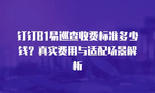 钉钉B1易巡查收费标准多少钱？真实费用与适配场景解析