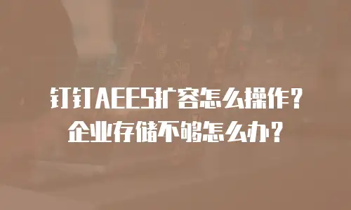 钉钉AEES扩容怎么操作？企业存储不够怎么办？