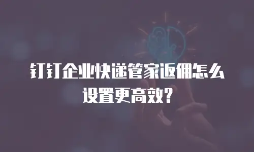 钉钉企业快递管家返佣怎么设置更高效？