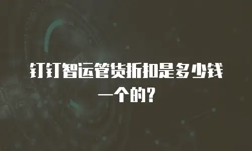 钉钉智运管货折扣是多少钱一个的？