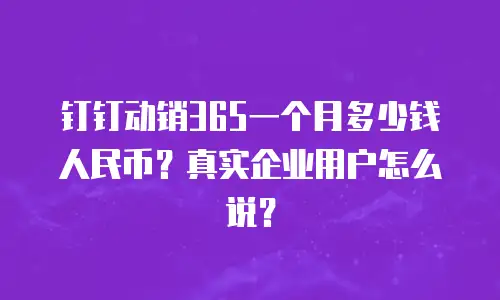 钉钉动销365一个月多少钱人民币？真实企业用户怎么说？