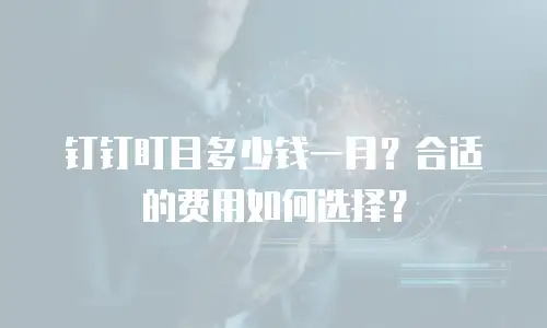 钉钉盯目多少钱一月？合适的费用如何选择？