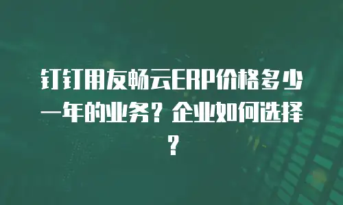 钉钉用友畅云ERP价格多少一年的业务？企业如何选择？
