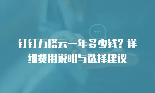 钉钉万搭云一年多少钱？详细费用说明与选择建议