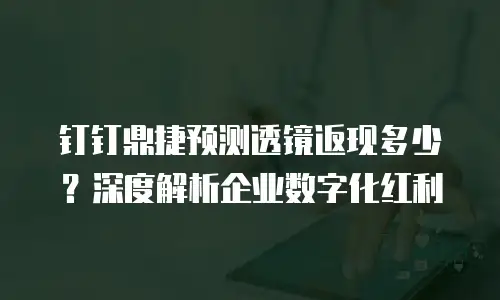 钉钉鼎捷预测透镜返现多少？深度解析企业数字化红利