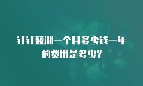钉钉蓝湖一个月多少钱一年的费用是多少？