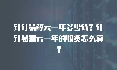 钉钉易鲸云一年多少钱？钉钉易鲸云一年的收费怎么算？