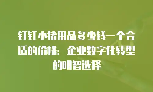钉钉小猪用品多少钱一个合适的价格：企业数字化转型的明智选择