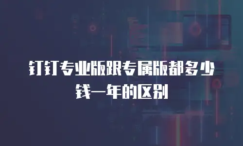 钉钉专业版跟专属版都多少钱一年的区别