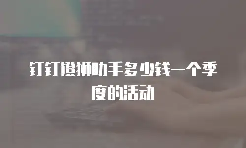 钉钉橙狮助手多少钱一个季度的活动