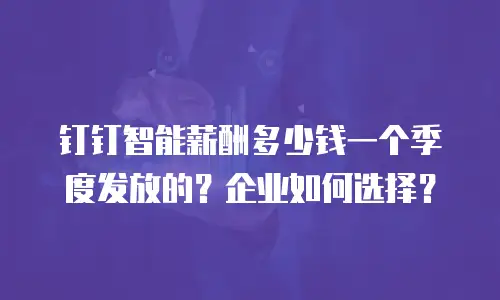 钉钉智能薪酬多少钱一个季度发放的？企业如何选择？