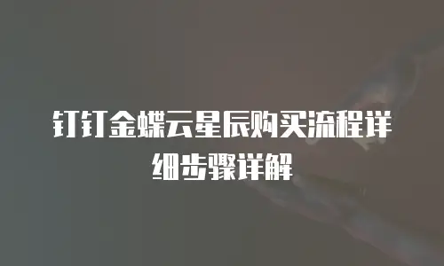 钉钉金蝶云星辰购买流程详细步骤详解