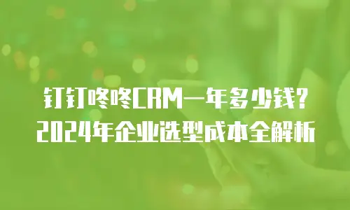 钉钉咚咚CRM一年多少钱？2024年企业选型成本全解析