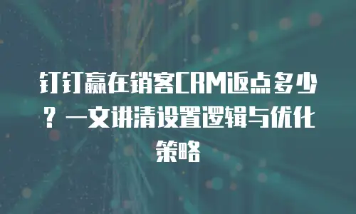 钉钉赢在销客CRM返点多少？一文讲清设置逻辑与优化策略