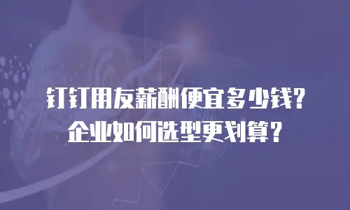 钉钉用友薪酬便宜多少钱？企业如何选型更划算？