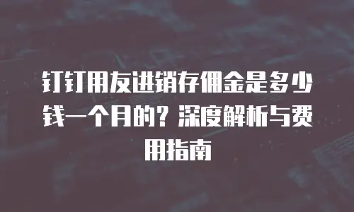 钉钉用友进销存佣金是多少钱一个月的？深度解析与费用指南