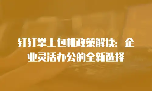 钉钉掌上包机政策解读：企业灵活办公的全新选择